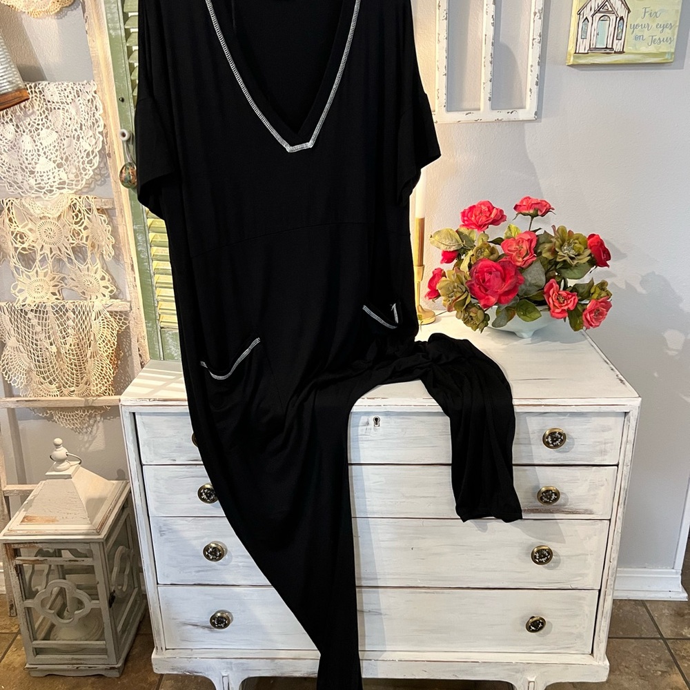 Chic Black V-Neck Jumpsuit with Silver Accents